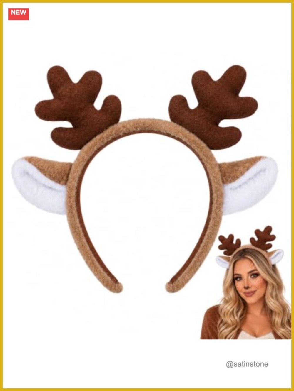 Reindeer Antler Headband Plush Deer Ear Cosplay Costume Headwear